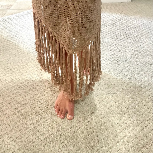 Vacay Fringe Hem Tie Backless Bodycon Crocheted Dress - M - Picture 5 of 7